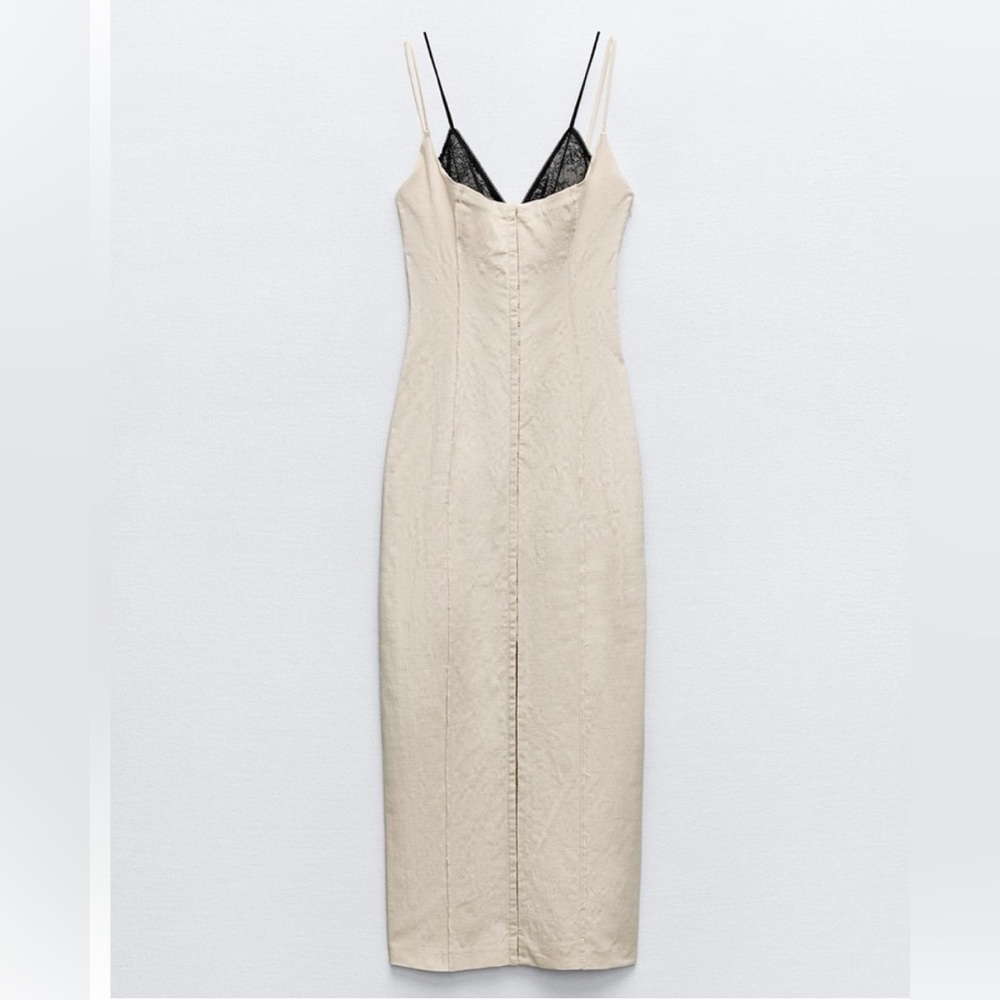 Zara Linen & Lace Midi Dress - XL